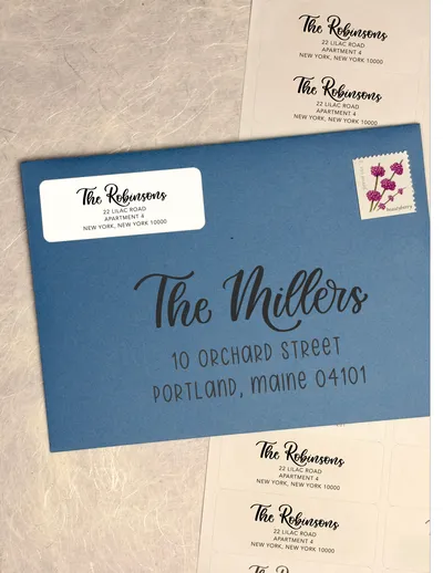 Calligraphy envelope addressing and return address labels